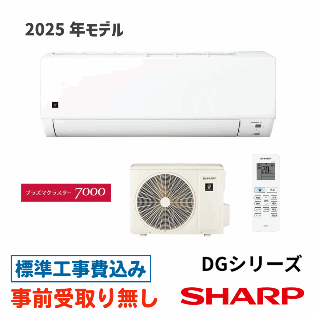エアコン 6畳用 工事費込 シャープ AY-T22DG DGシリーズ プラズマ 